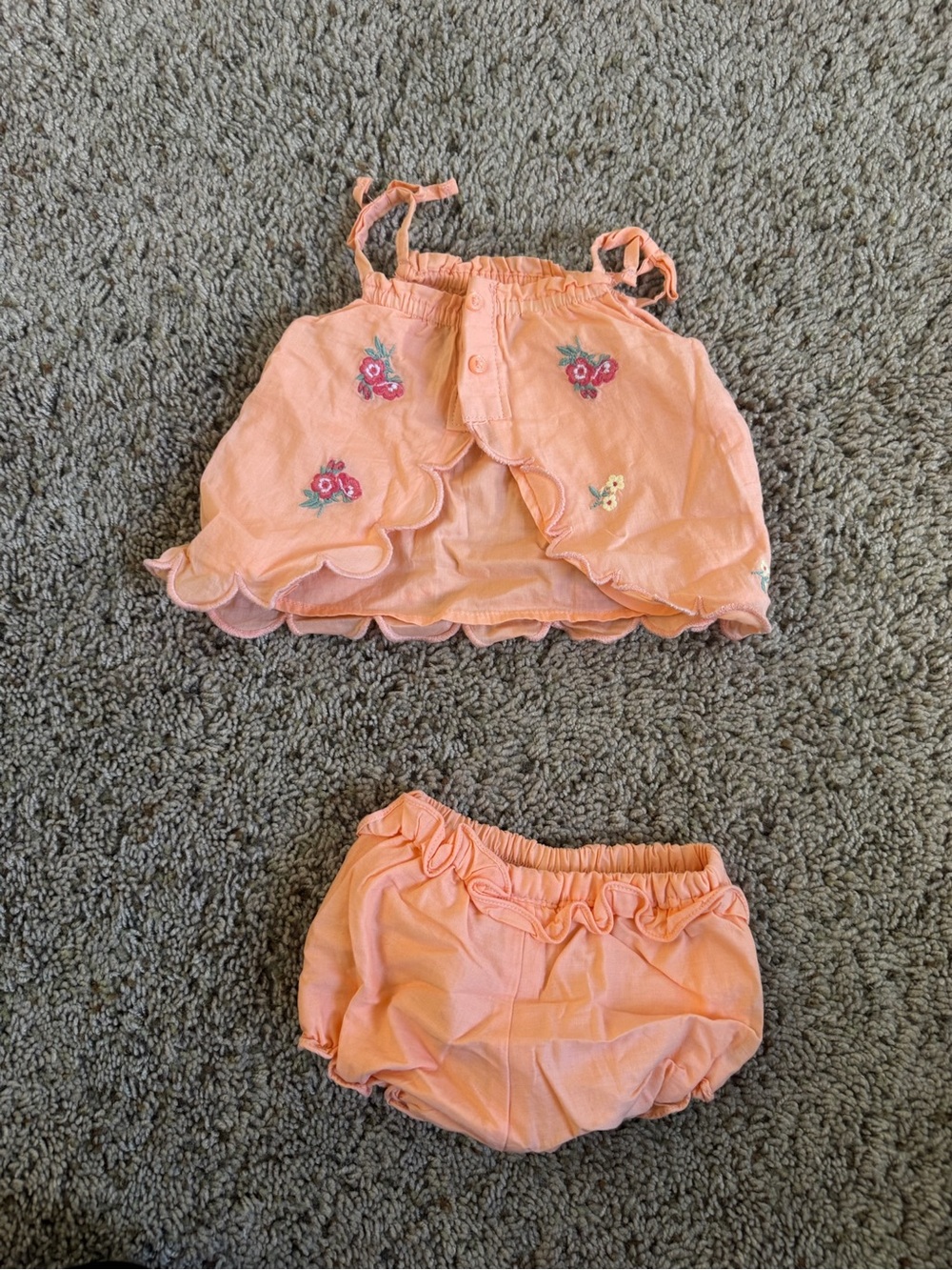 Janie and Jack Peach Embroidered Tank & Diaper Cover Set